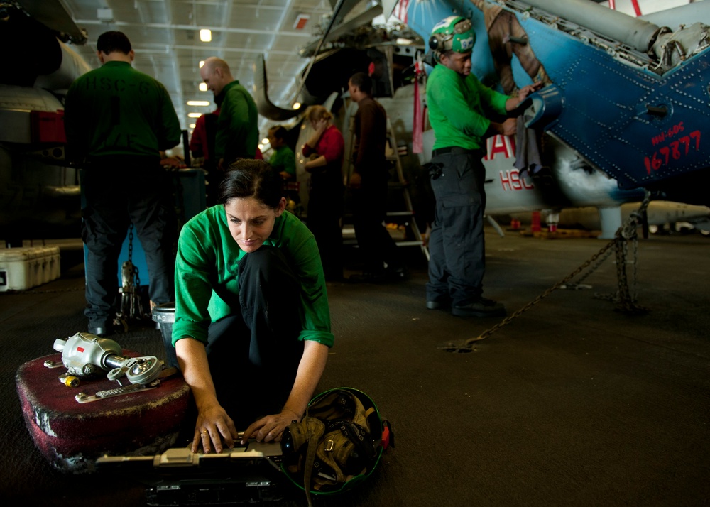 USS Nimitz sailors prepare for inspection