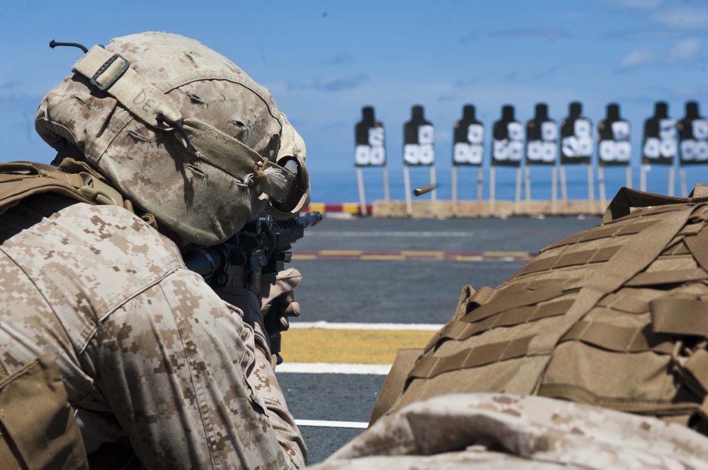 Weapons exercise aboard USS Iwo Jima