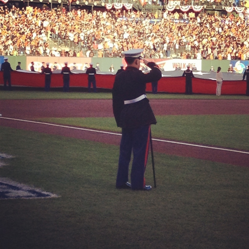 Wounded Marine throws opening pitch in 2012 World Series Game 2