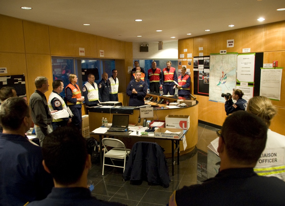 Rear Adm. Abel visits Hurricane Sandy Pollution Unified Command