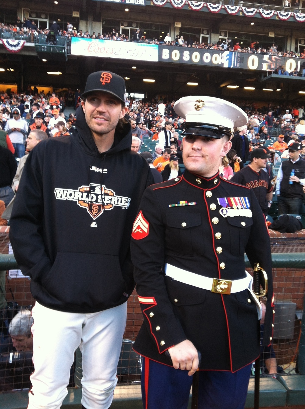 Wounded Marine throws opening pitch in 2012 World Series Game 2