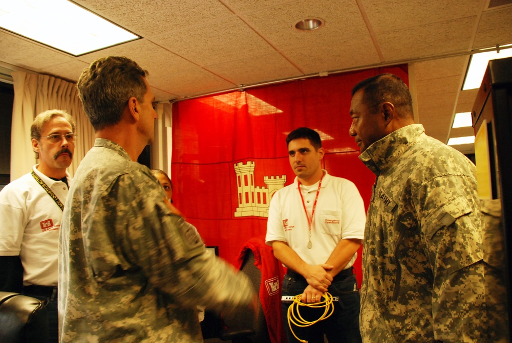 Chief of Engineers visits with deployed personnel in response to Hurricane Sandy