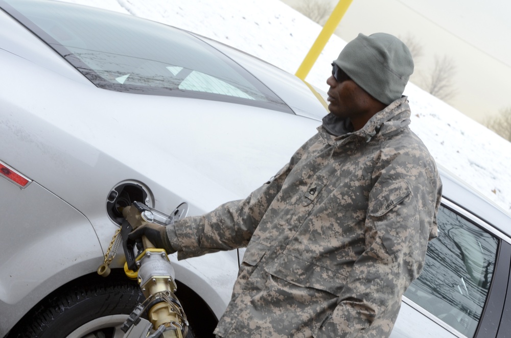 Soldiers Refuel Government Vehicles