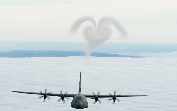 146th Airlift Wing C 130 J drop training flares