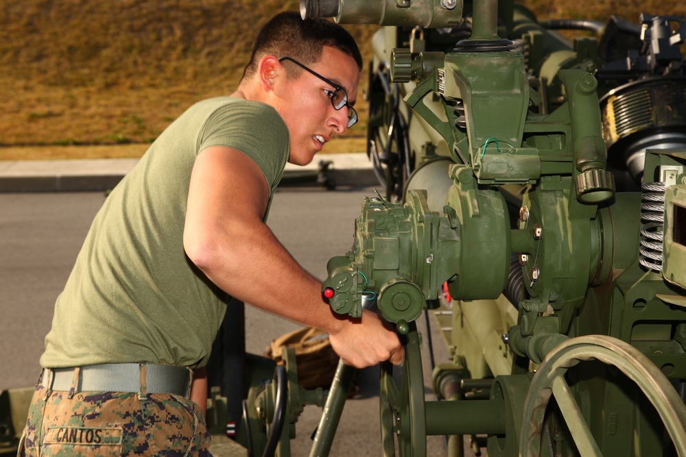 Mike Battery prepares for artillery firing