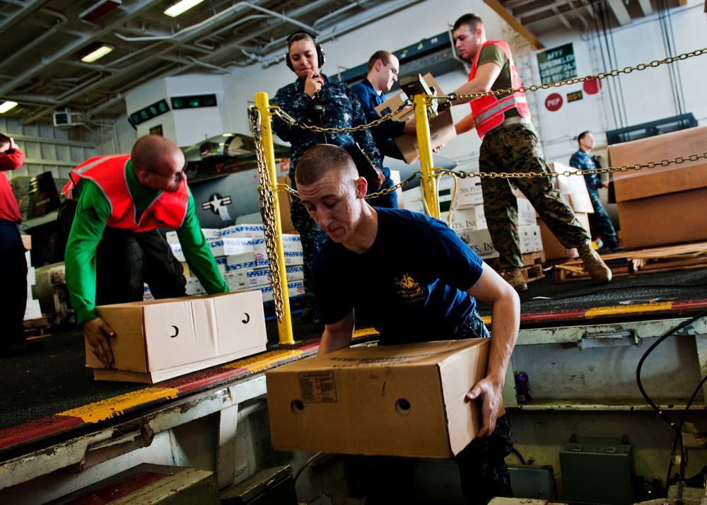 USS Nimitz replenishment at sea