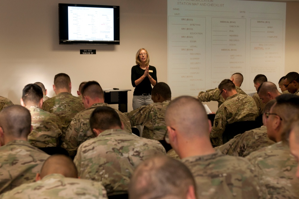 Alaska Army National Guardsmen receive re-deployment briefings, prepare for return to Alaska