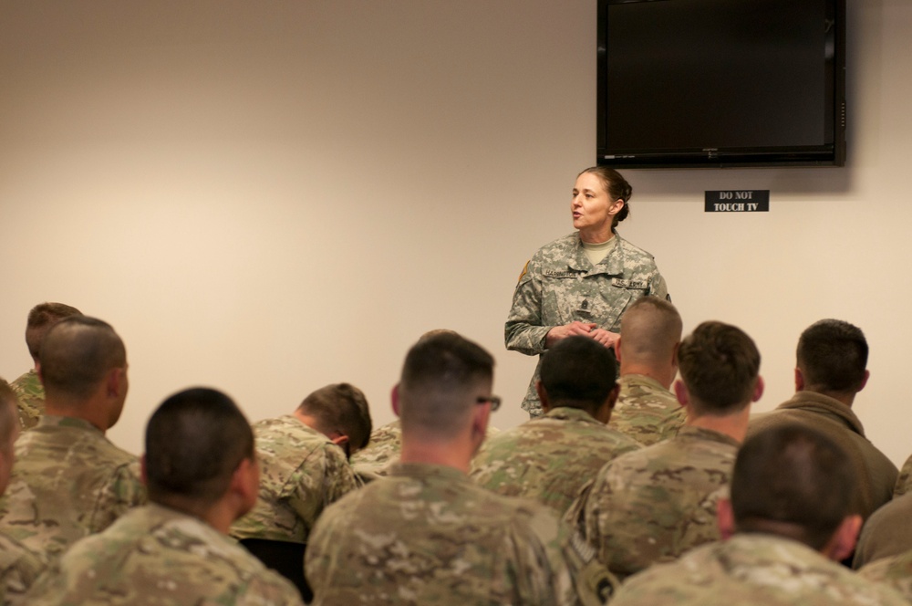 Alaska Army National Guardsmen receive re-deployment briefings, prepare for return to Alaska