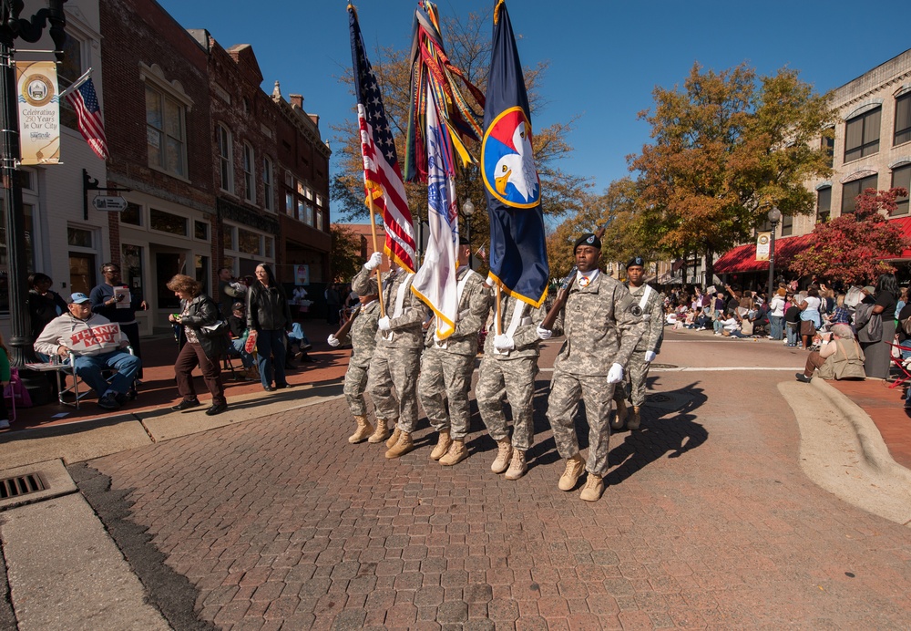 Army Reserve soldiers march in Fayetteville Veterans Day parade