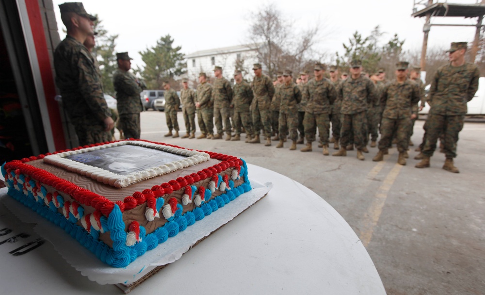 Marines supporting Hurricane Sandy relief celebrate 237th birthday