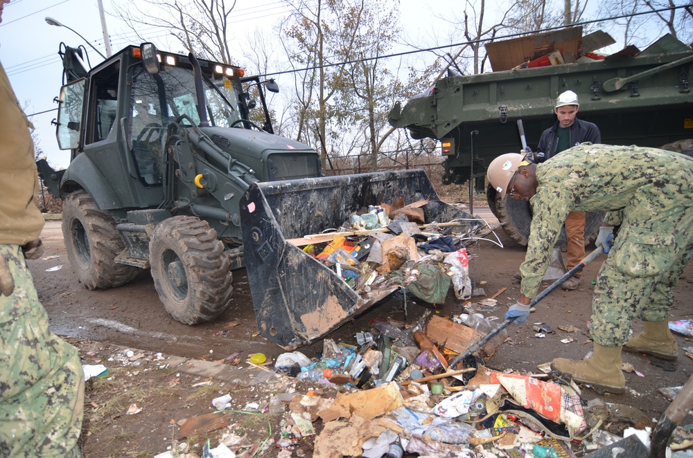 US Navy Seabees join cleanup effort after Superstorm Sandy comes ashore in the Northeast