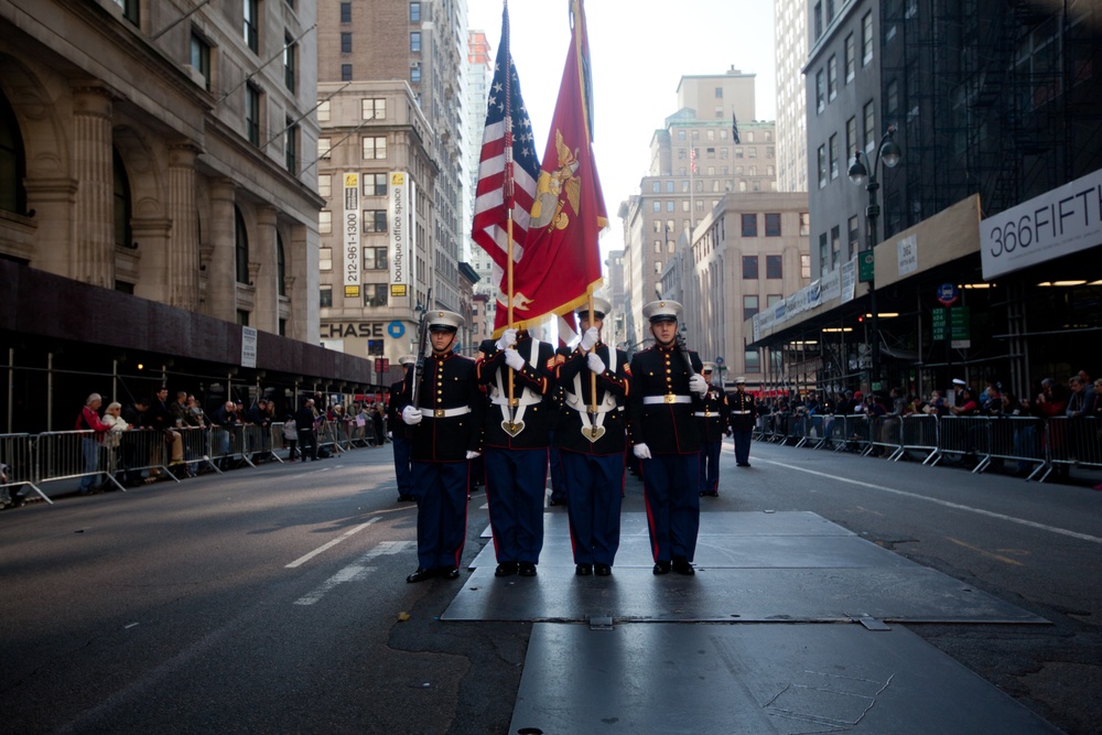 Marines march in New York Veterans Day Parade, Nov. 11, 2012