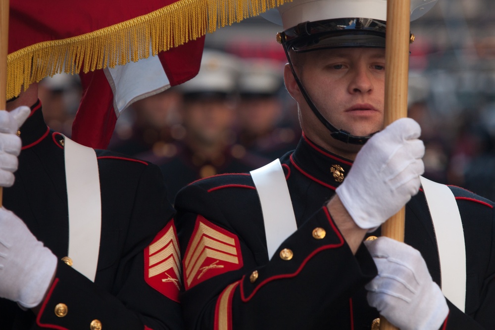 Marines march in New York Veterans Day Parade, Nov. 11, 2012