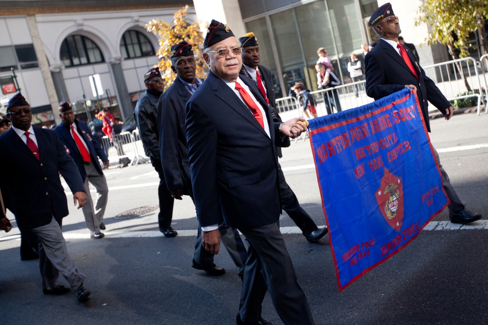 Marines march in New York Veterans Day Parade, Nov. 11, 2012