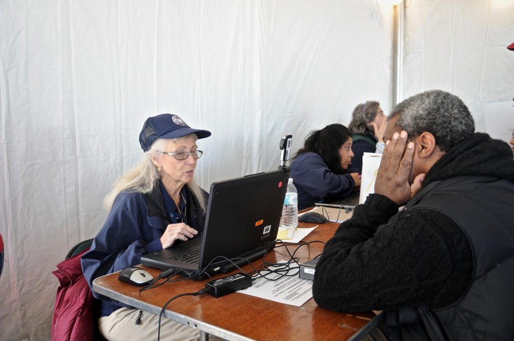 FEMA community relations registrating Sandy survivors