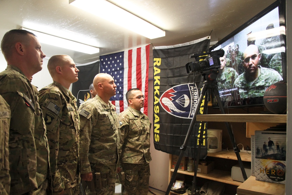 Soldiers watch NFL game on Veterans Day