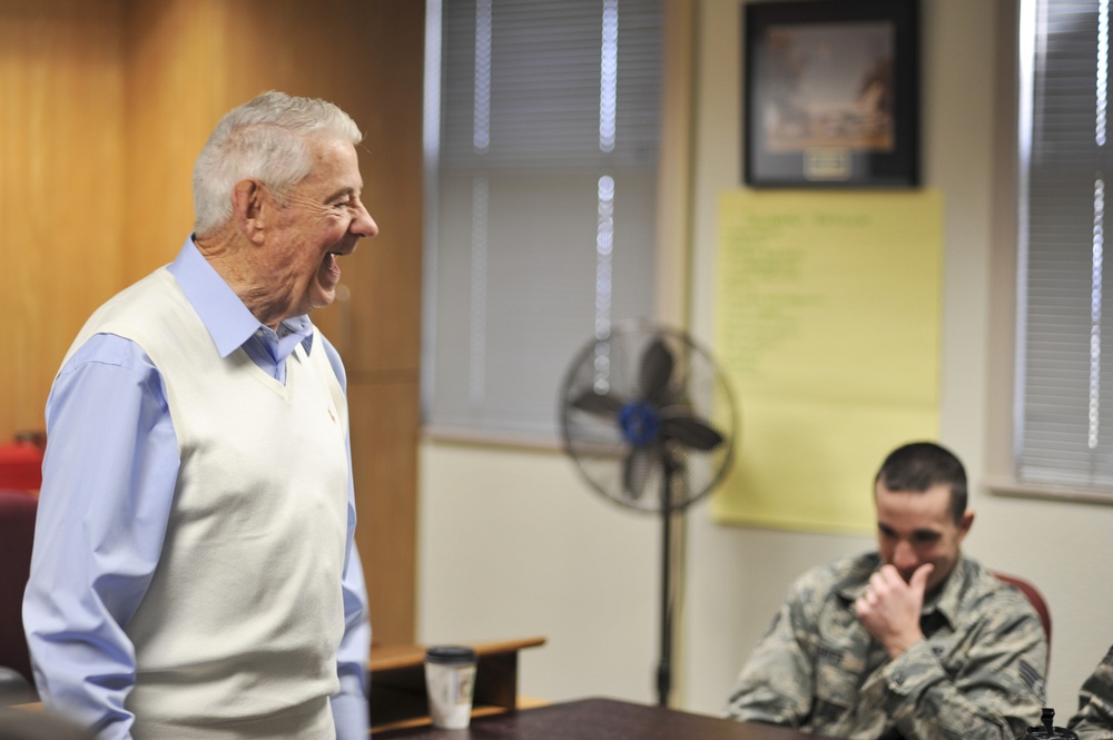 Retired Chief Master Sgt. of the Air Force Gaylor shares his wisdom with Goodfellow
