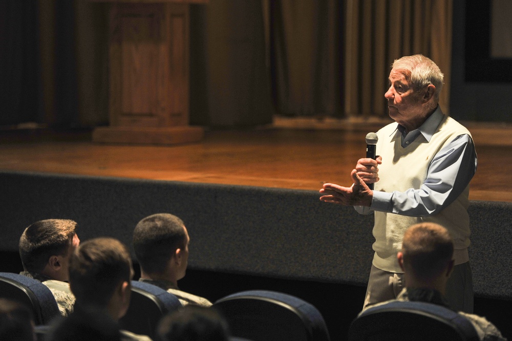 Retired Chief Master Sgt. of the Air Force Gaylor shares his wisdom with Goodfellow