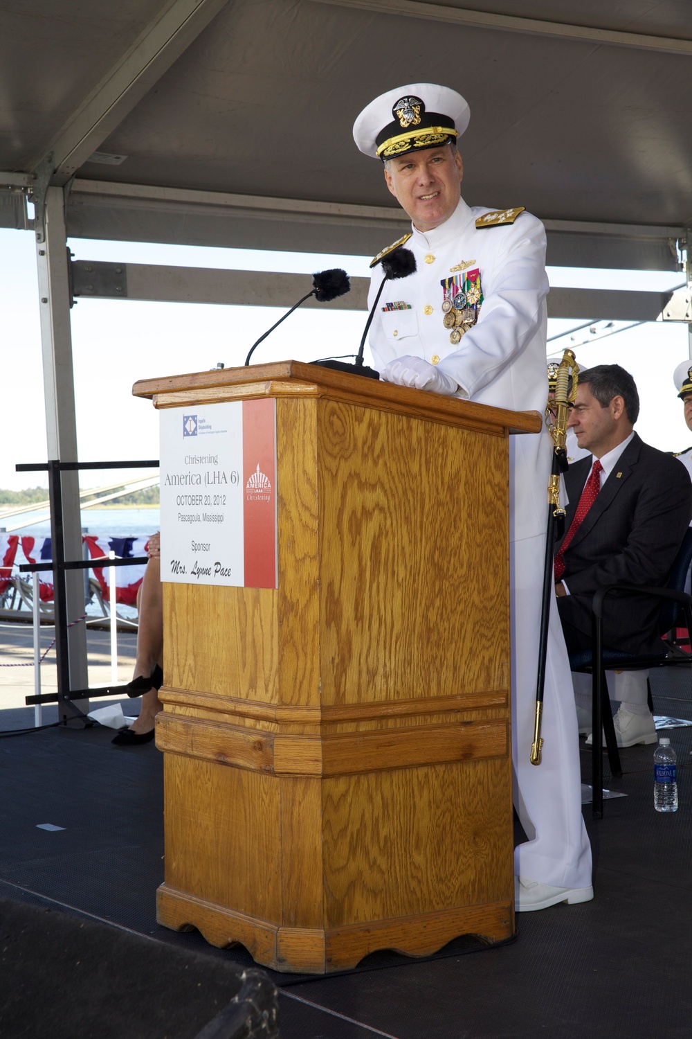 Marine Corps commandant attends USS America christening ceremony