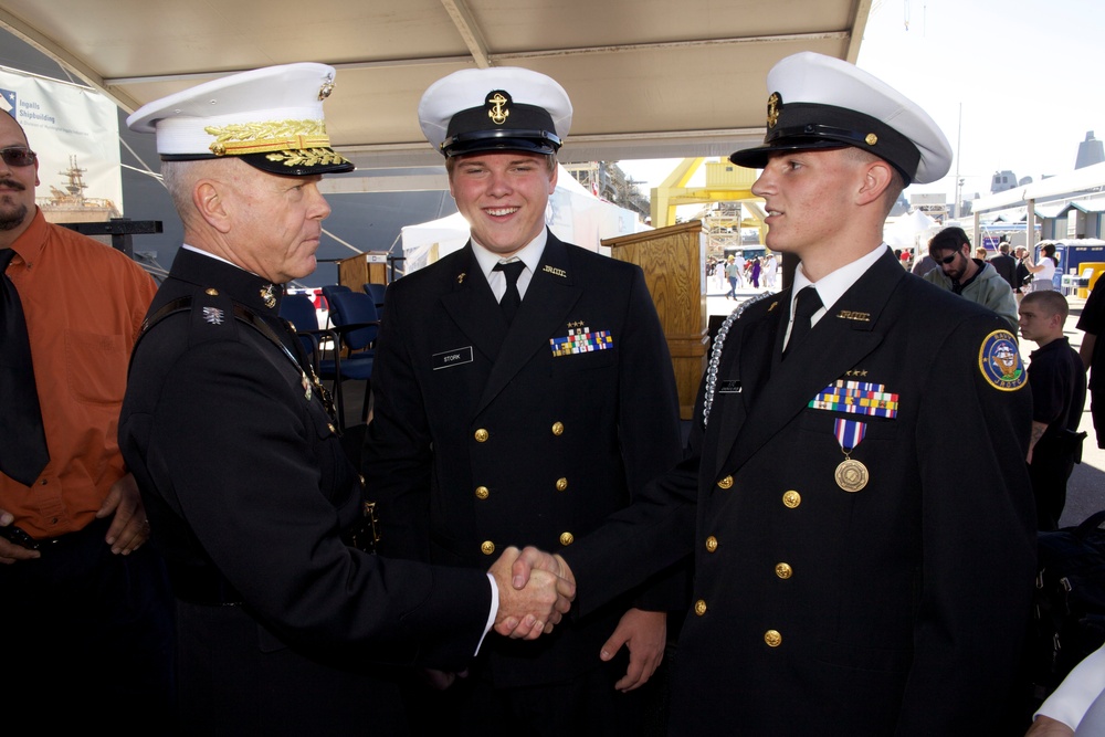 Marine Corps commandant attends USS America christening ceremony