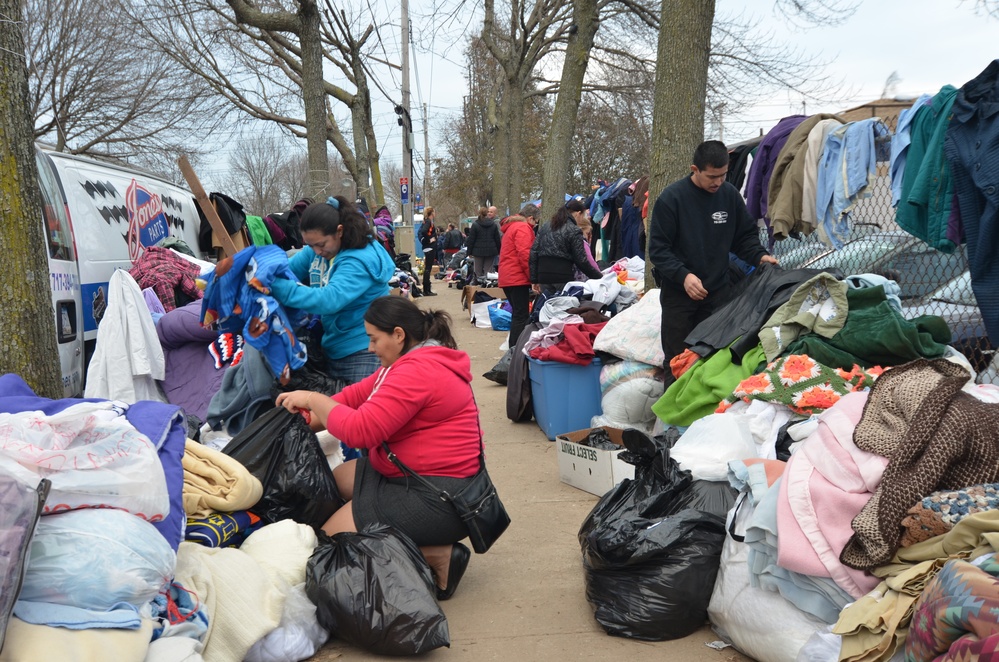 New York residents donate clothing to victims of superstorm Sandy