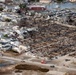 Aerial view of homes that were ravaged by fire in the community of Breezy Point, NY