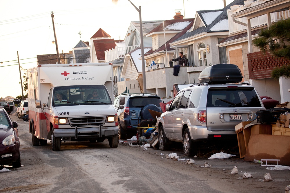 The American Red Cross delivers meals to Hurricane Sandy survivors in the Long Beach vicinity