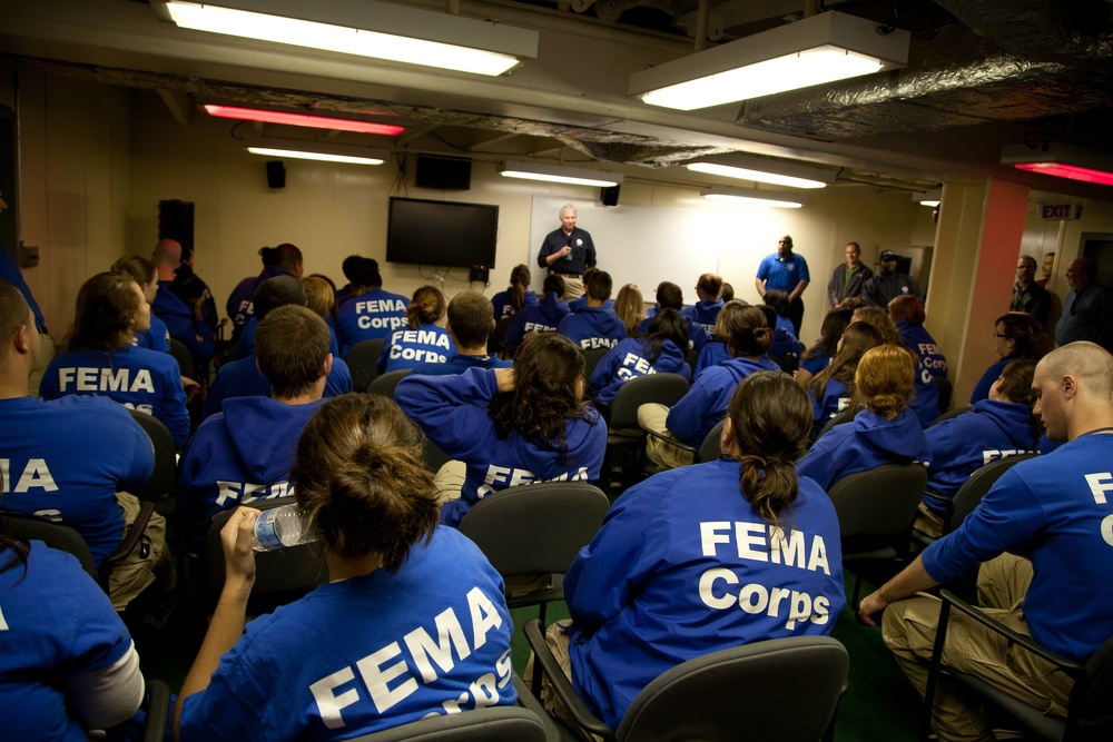 Serino addresses FEMA Corp on ship