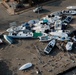 Aerial view of boats tossed ashore near Nautical Mile, New York.