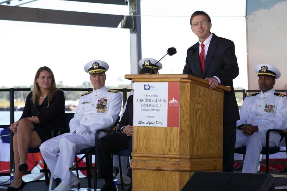 USS America christening