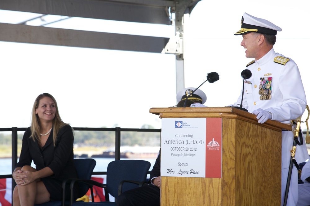 USS America christening