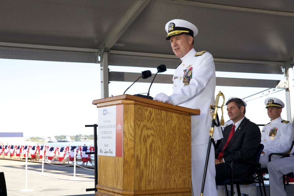 USS America christening