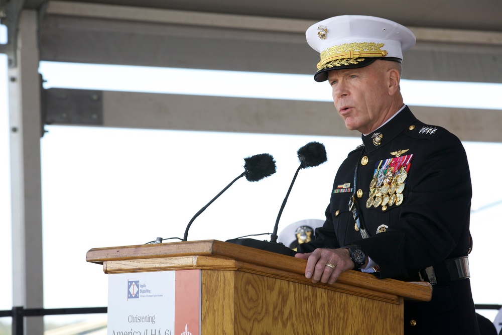 USS America christening