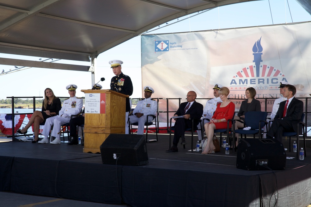 USS America christening