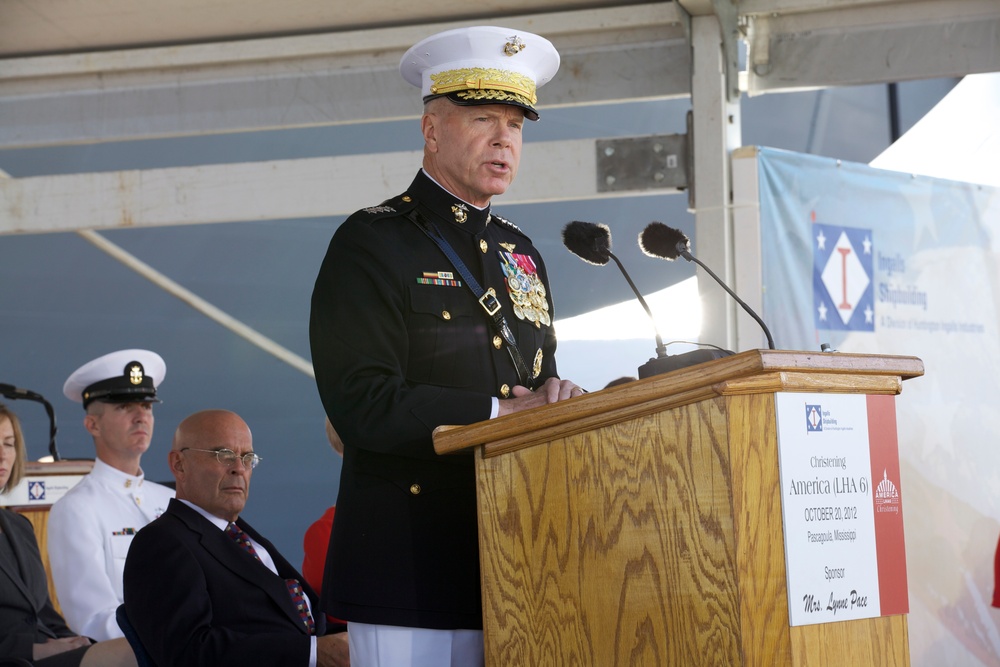 USS America christening