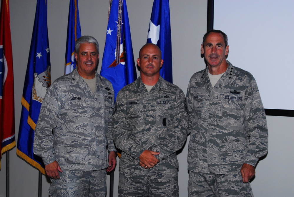 Security Forces airman 'coined' by Gen. Johns