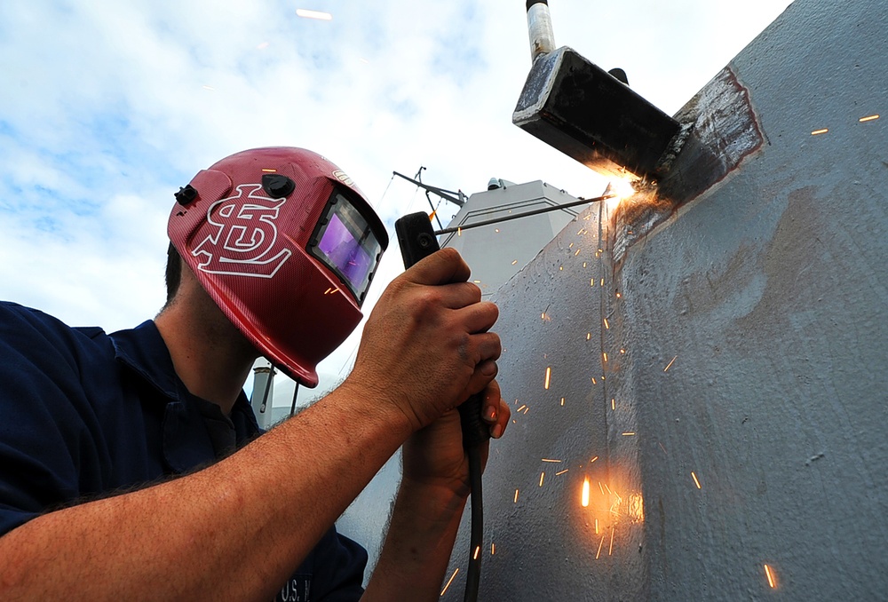 USS Mesa Verde sailors at work