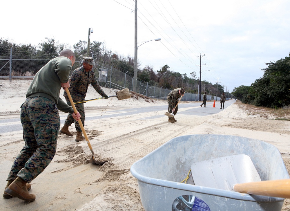 Motorcycle Club Marines Clear Up Main Road on Fort Story