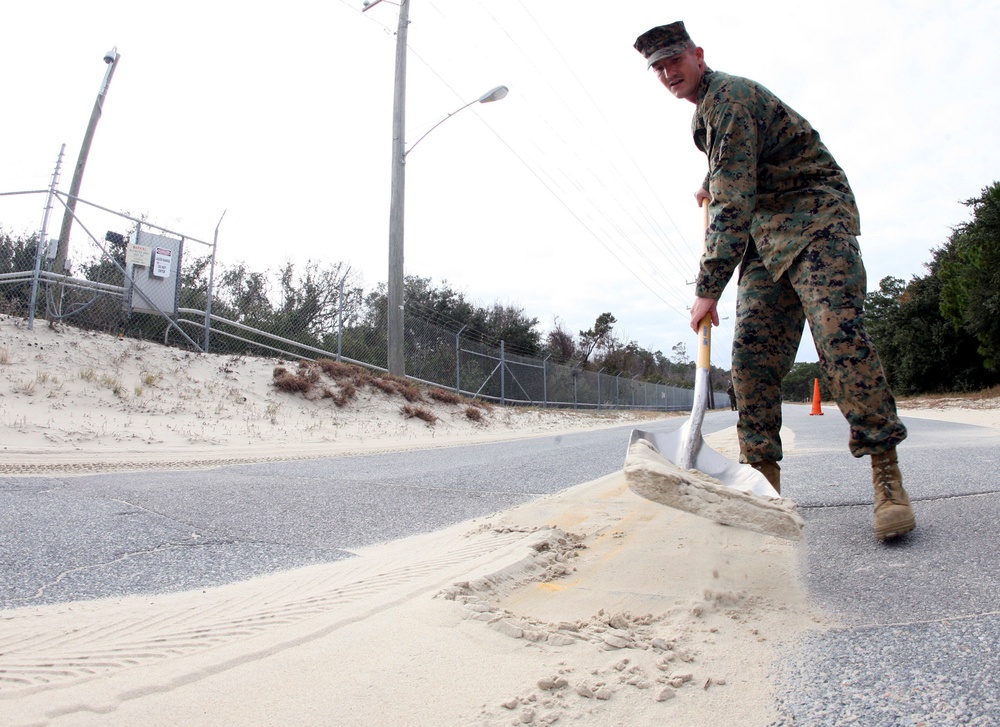 Motorcycle Club Marines Clear Up Main Road on Fort Story
