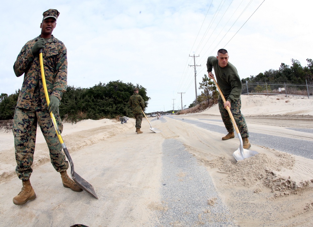 Motorcycle Club Marines Clear Up Main Road on Fort Story