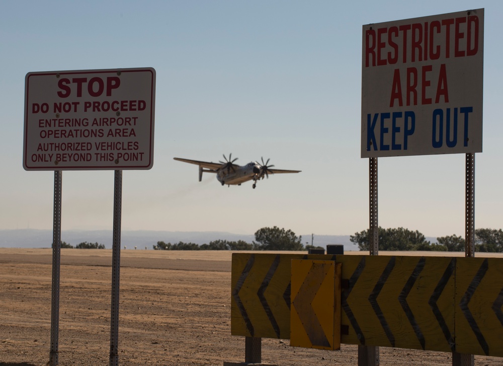 Aircraft lands on Naval Air Station North Island