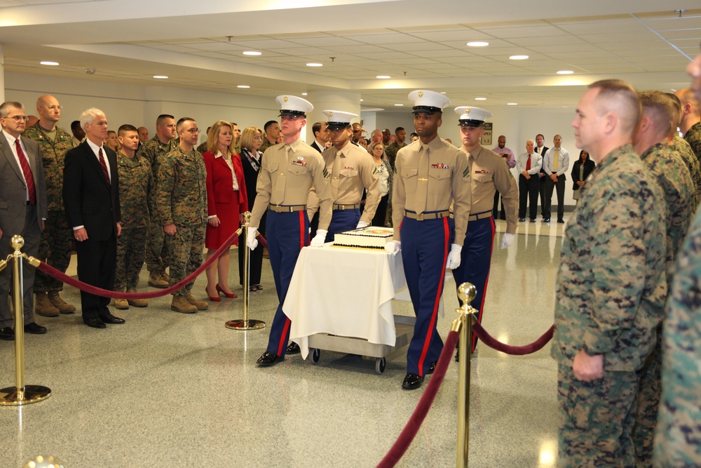 Marine birthday cake-cutting ceremony