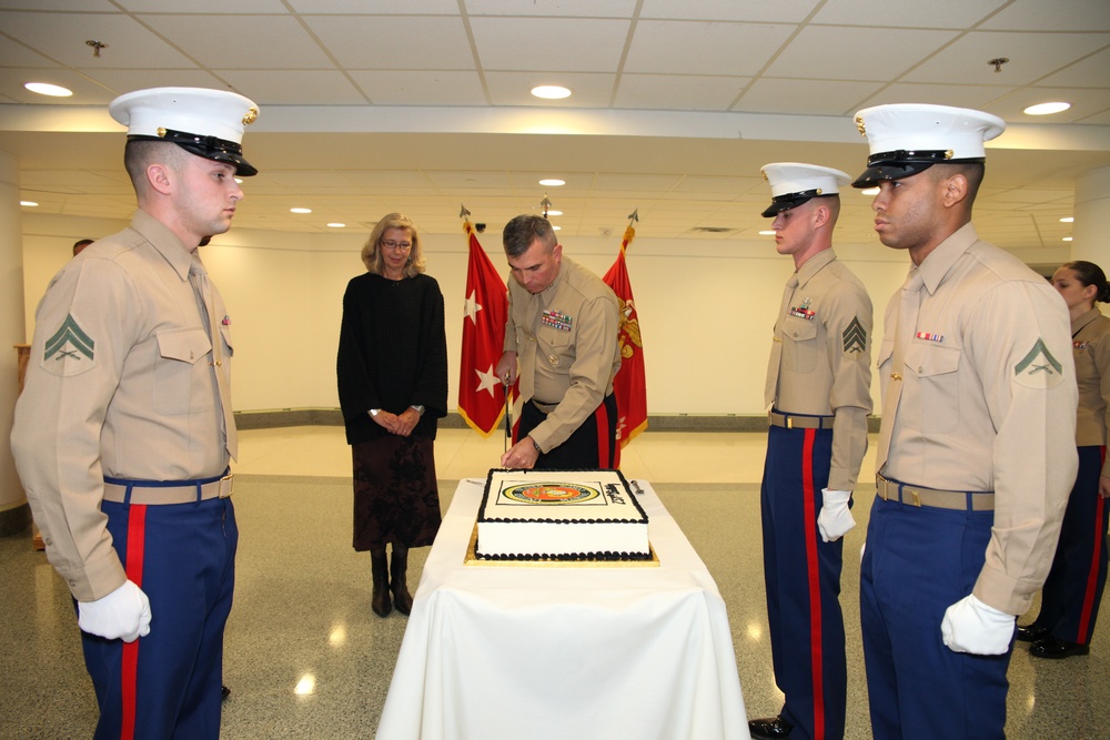 Marine birthday cake-cutting ceremony
