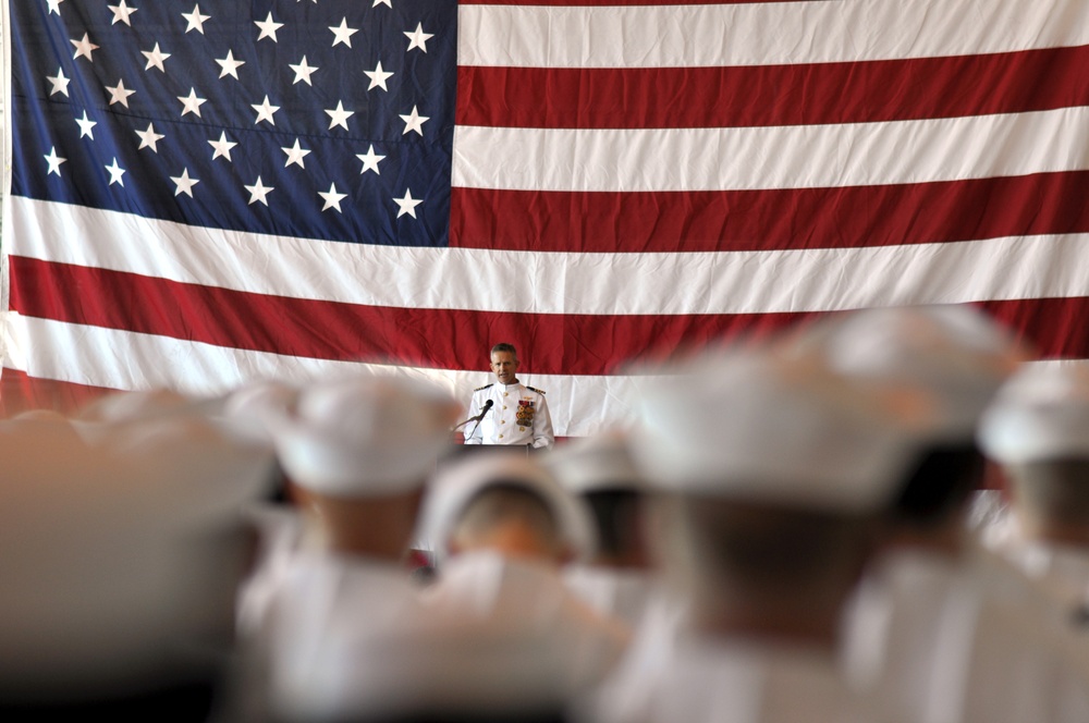 Change of command ceremony aboard Naval Station Norfolk