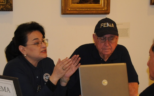 FEMA mitigation interview at disaster center