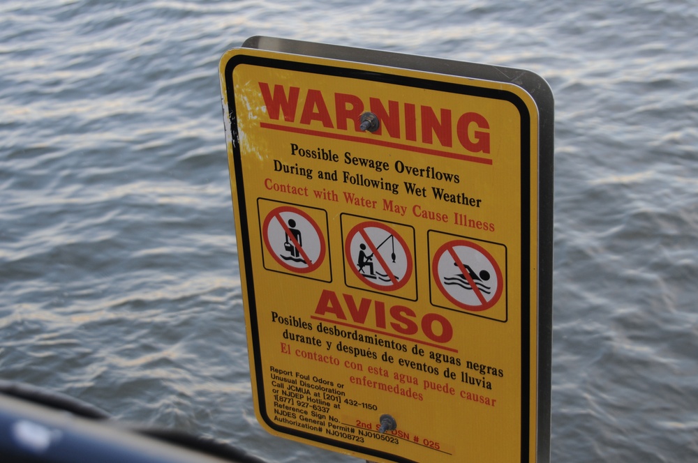 Hazardous waste sign at Hudson River