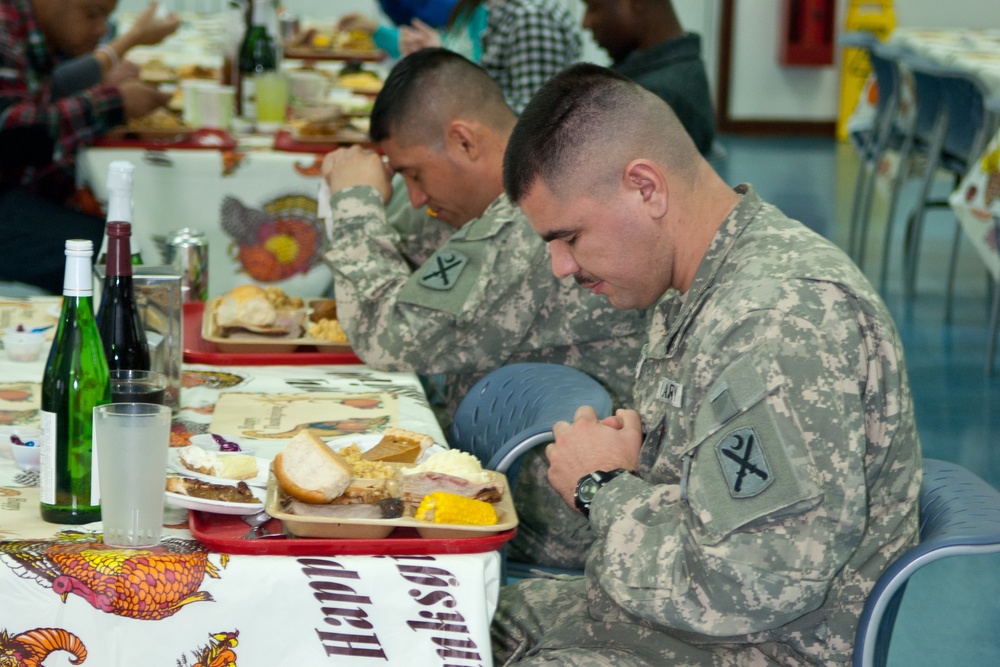 Deployed soldiers celebrate the holidays