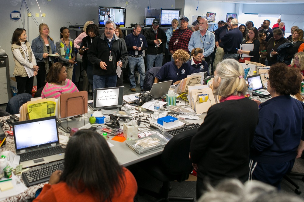 Bob Jensen, Hurricane Sandy's external affairs officer, at the Joint Information Center