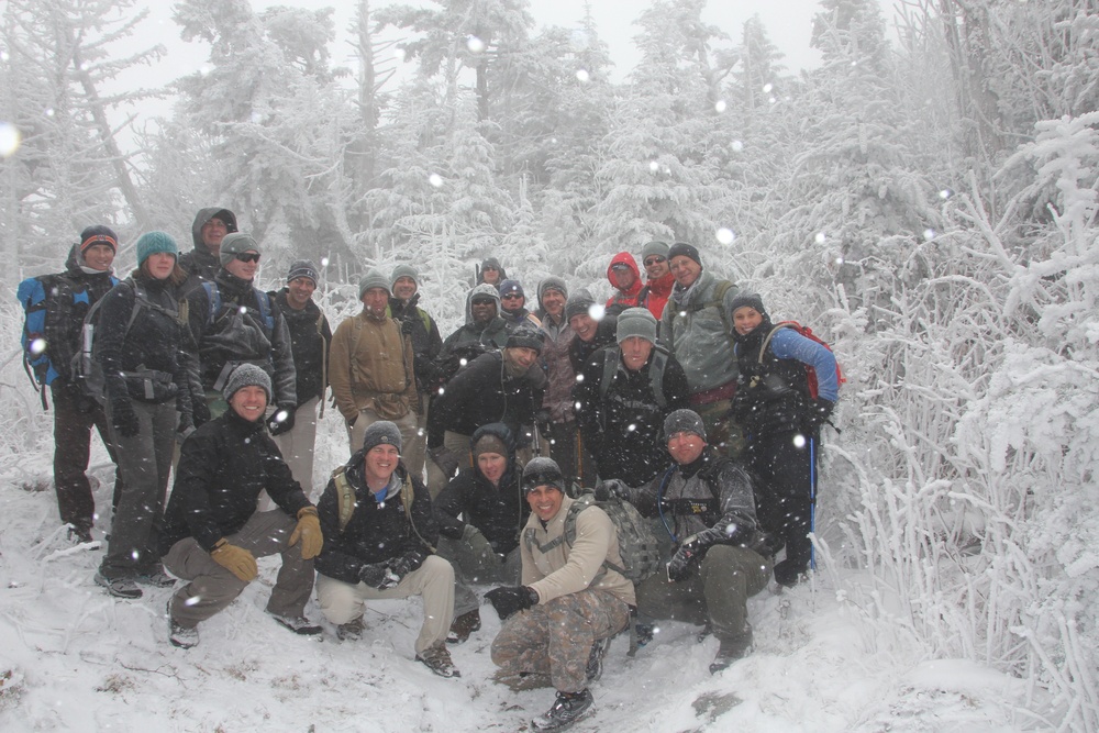 4th MISG 'Long Walk' hikers in the frozen forest