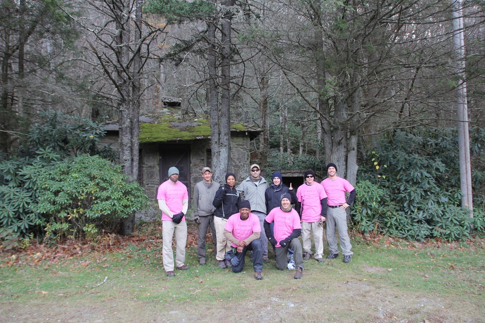 Hikers from Headquarters Company, 4th MISG 'Long Walk' group photo